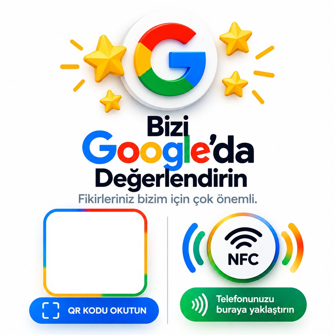 Google yorum kartı. QR kodu okutun veya telefonu NFC alana yaklaştırın.